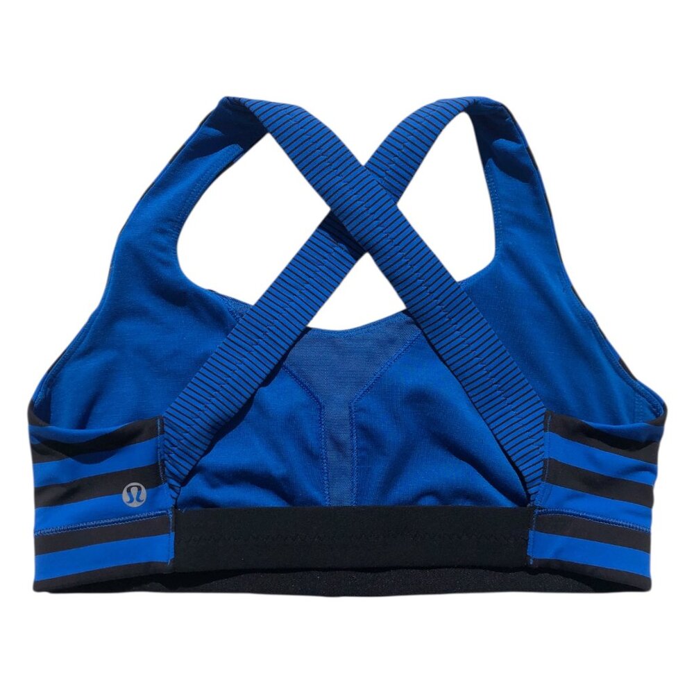 Lululemon Blue & Black Striped Crisscross Back Sports Bra, M - Picture 4 of 5